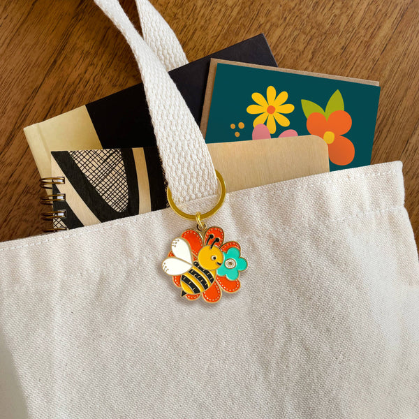 Bumble Bee Enamel Keychain