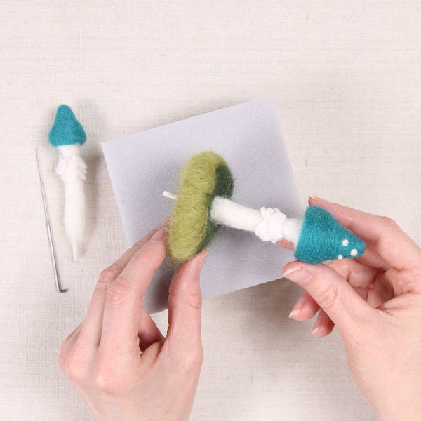 Blue Roundhead Mushroom Needle Felting Kit