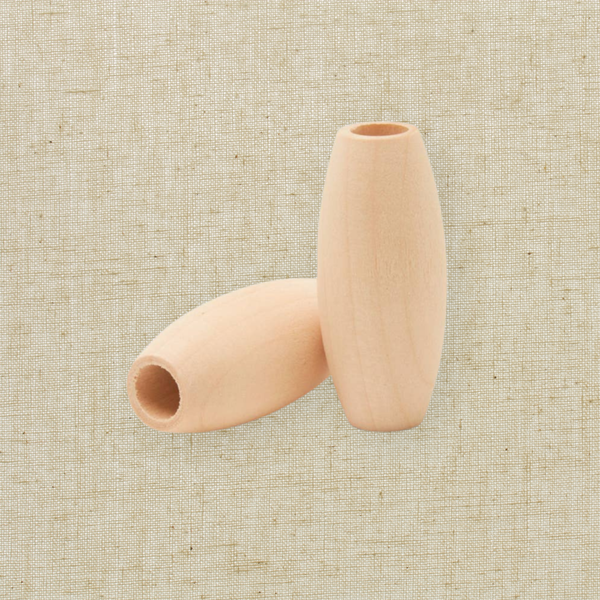 Unfinished Wooden Macrame Tube Bead - 2"