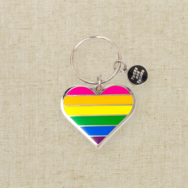 Pride Heart Enamel Keychain