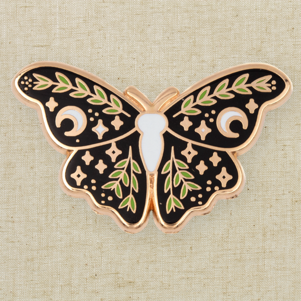 Lunar Floral Moth Enamel Pin