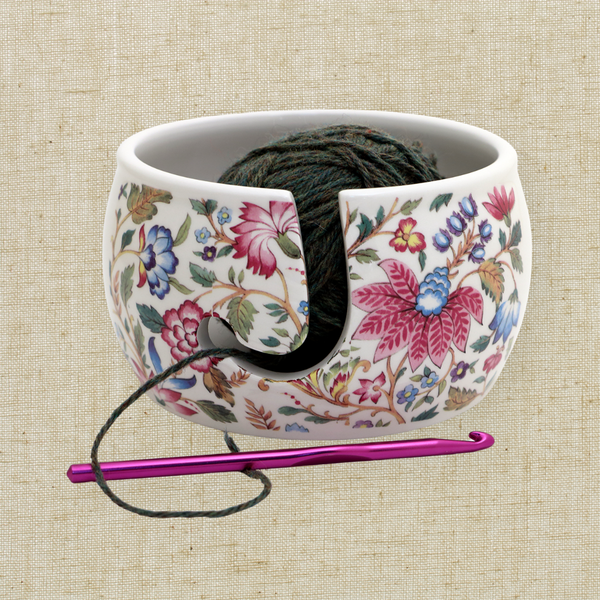 Vintage Tapestry Ceramic Yarn Bowl