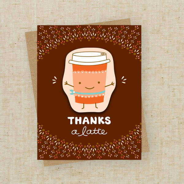 Latte Sticker Thank You Card