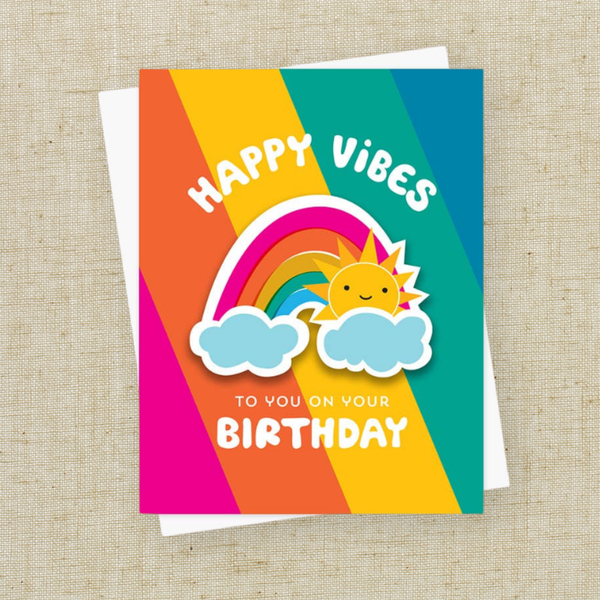 Sunny Rainbow Sticker Birthday Card