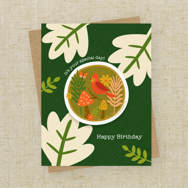 Bird Birthday Sticker Card