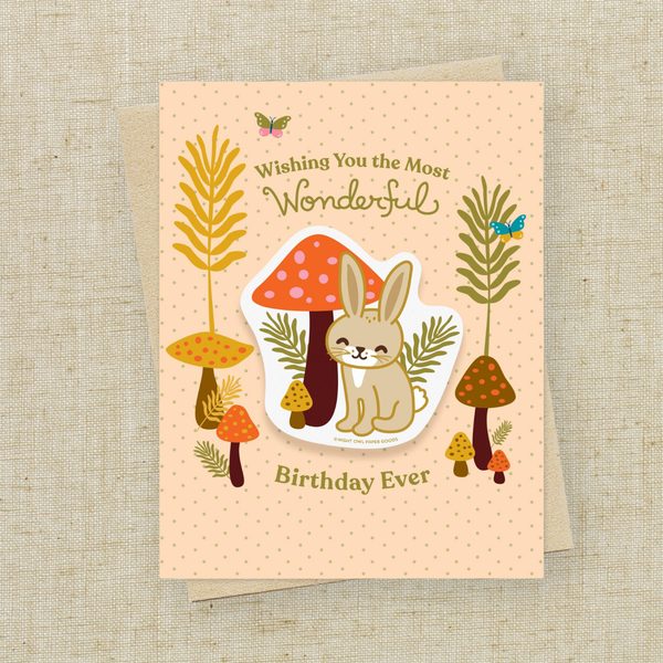 Woodland Rabbit Sticker Birthday Card - Easter