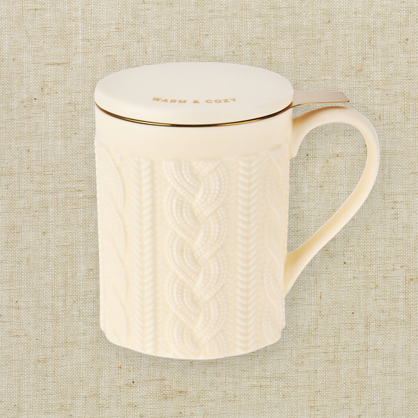 Annette™ 3D Ceramic Mug with Infuser Knit Warm and Cozy