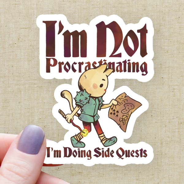 Cat Doing Side Quests Sticker