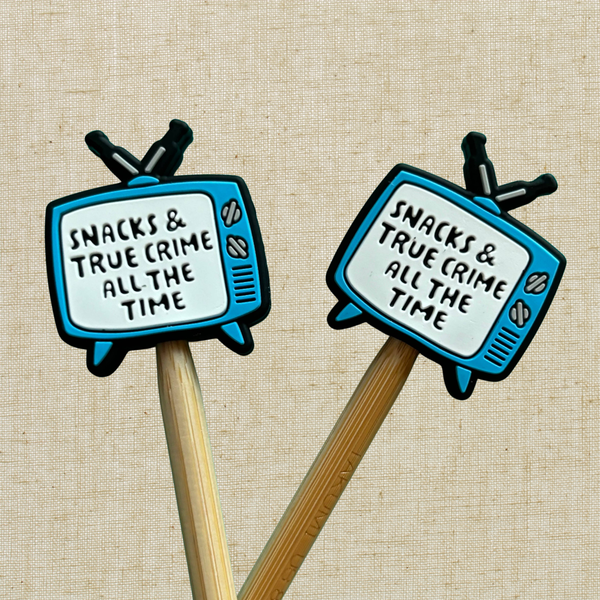 True Crime & Snacks Knitting Needle Point Protectors