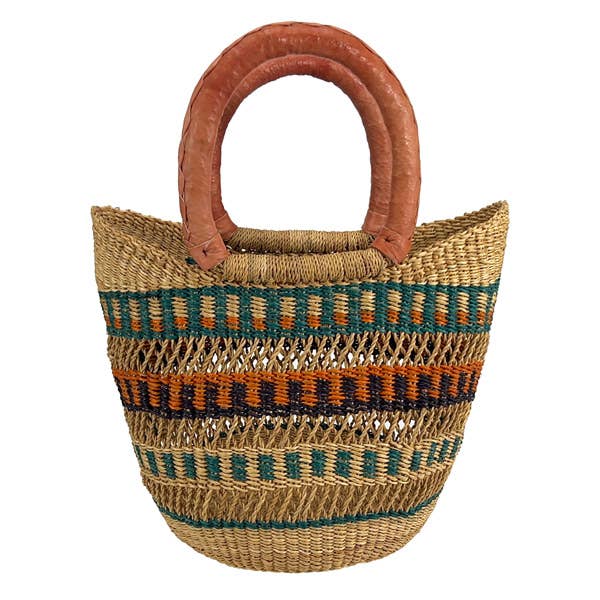 African Bolga Baskets : Open Weave Mini Tote (G-133W)