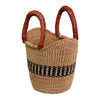 African Bolga Baskets : Navy/Natural Mini Tote (G-133N+)