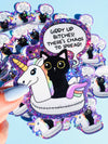 Giddy Up Bitches – Funny Cat & Unicorn Glitter Vinyl Sticker