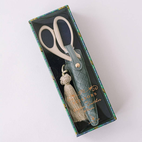 Ivory and Gold Heirloom Scissors with Case | Dusk Blue