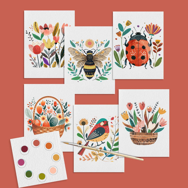 All-in-One Watercolor Postcards: Folk Art