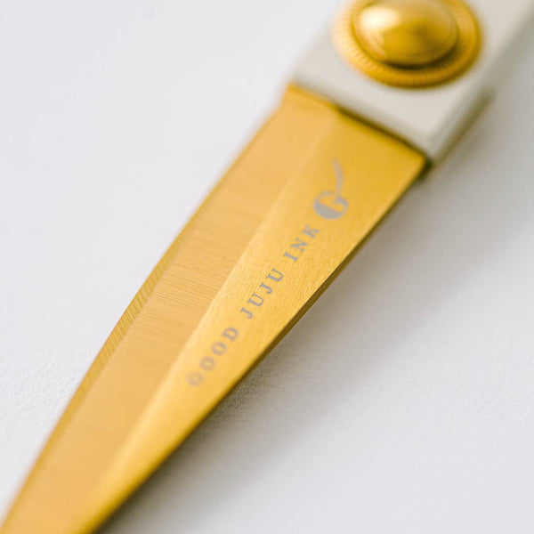 Ivory and Gold Heirloom Scissors with Case | Petunia Pink