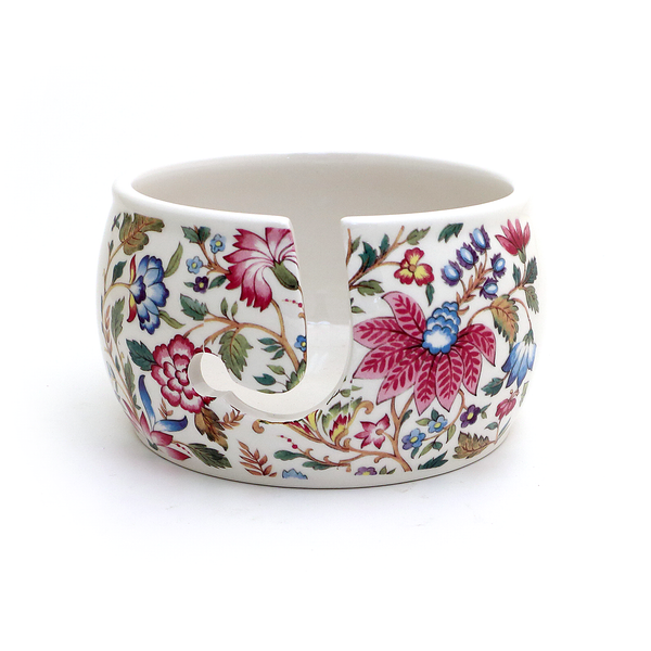 Vintage Tapestry Ceramic Yarn Bowl