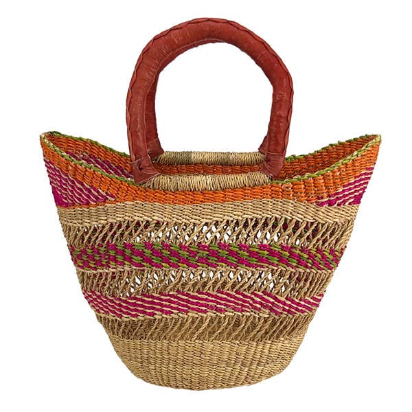 African Bolga Baskets : Open Weave Mini Tote (G-133W)