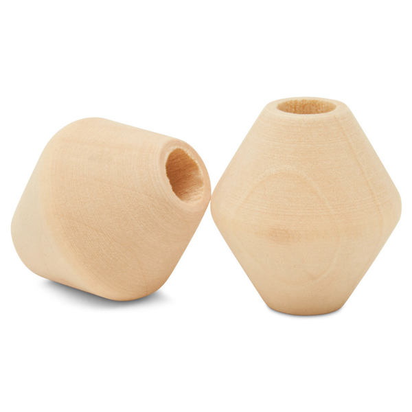 Unfinished Wooden Bicone Beads - 1"