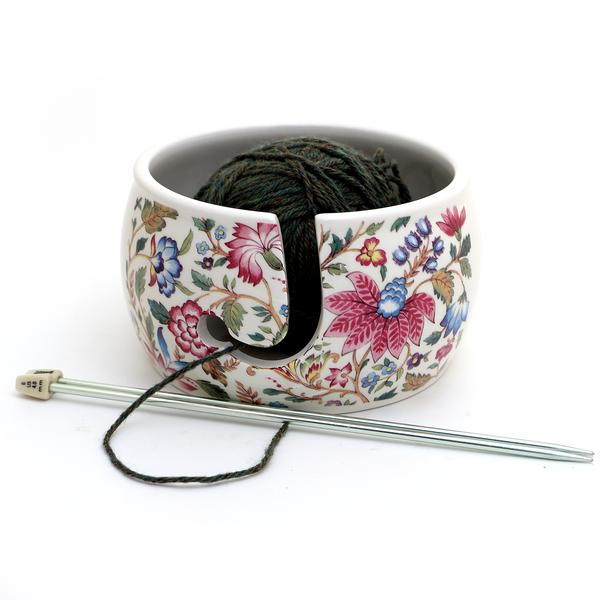 Vintage Tapestry Ceramic Yarn Bowl