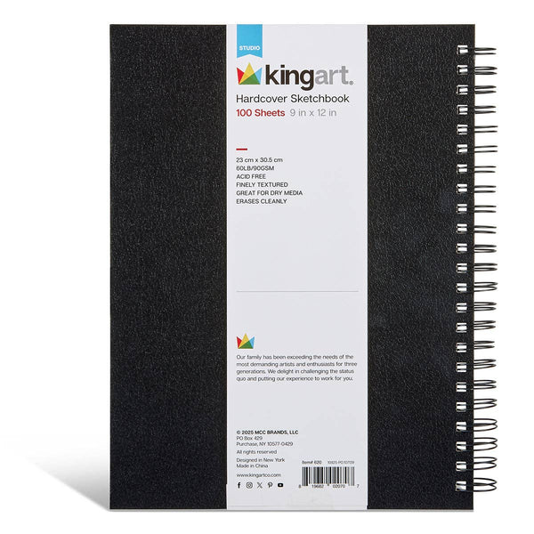Hardcover Sketchbook - Side Spiral - 9” x 12” - 100 Sheets