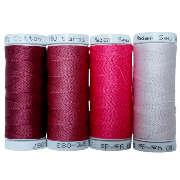 Cotton Thread Set - Cool Pinks! For Quilting and Sewing - 8 Spools, 4 Colors, 180 Yards Each